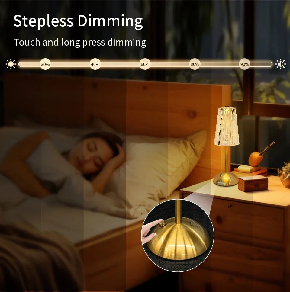 Rechargeable Touch Crystal Dimmable Night Lamp