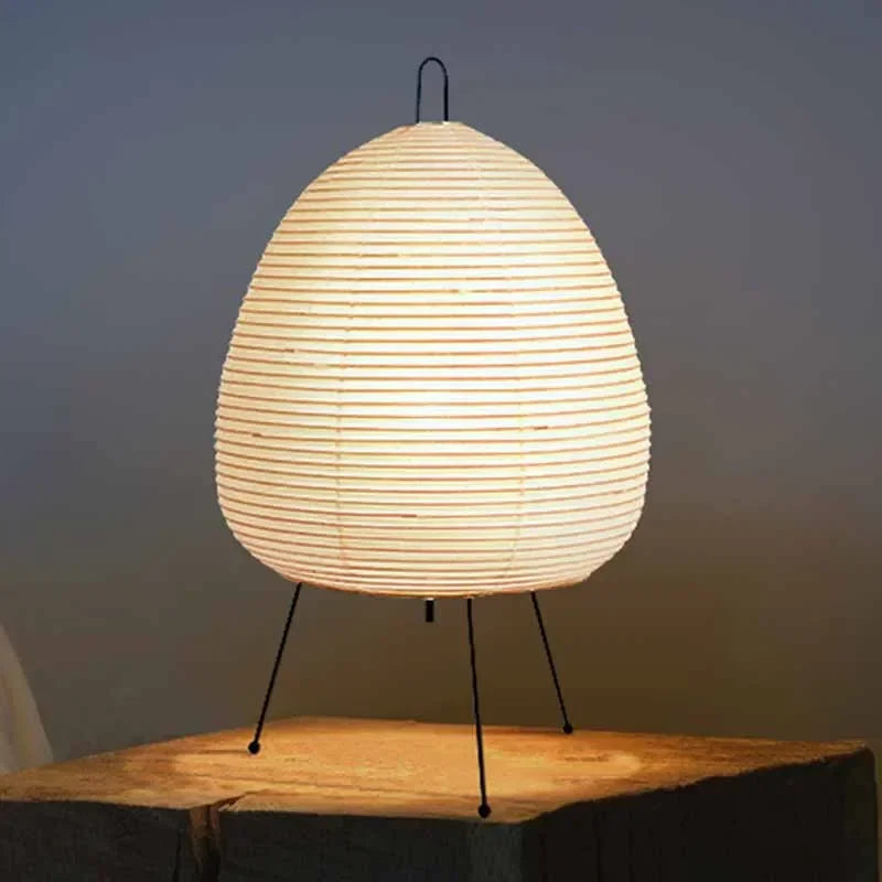 Handmade Rice Paper Iron Tripod Table Lamp