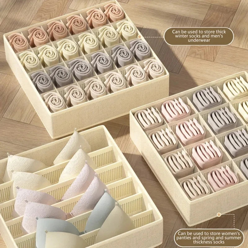 Underwear Storage Organizer — Fabric Drawer Organizer Box for Bra, Socks & Scarves