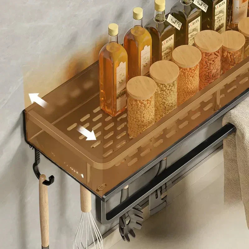Kitchen Wall Shelf – Black Aluminum Storage Shelf With Easy Wall Installation