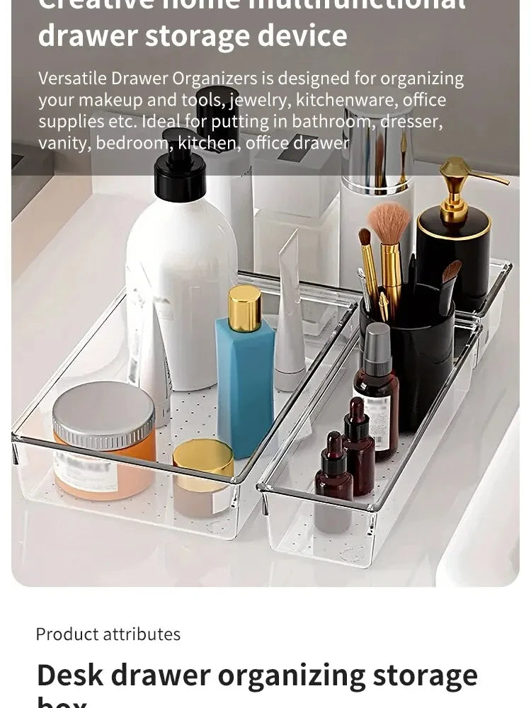 Clear Plastic Drawer Organizer Tray Set