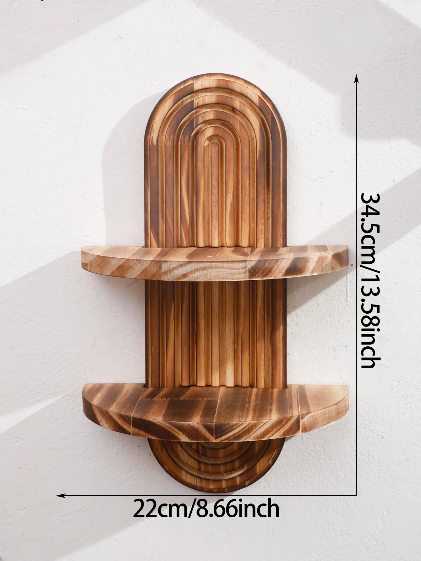Boho Geometric Natural Wood Wall Shelf