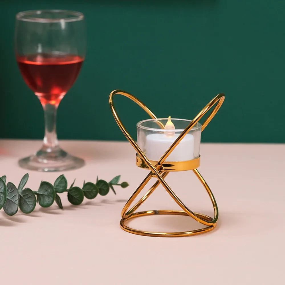 Gold Iron Romantic Candlelight Dinner Candle Holder
