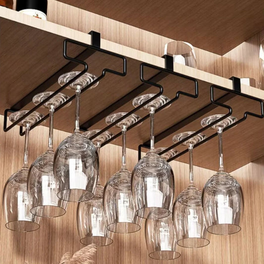 Wine Glass Rack | Hanging Red Wine Holder & Footed Cup Storage Rack - No Punch Hole