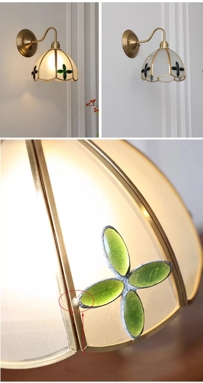 Retro Copper Tiffany Stained Glass Wall Lamp