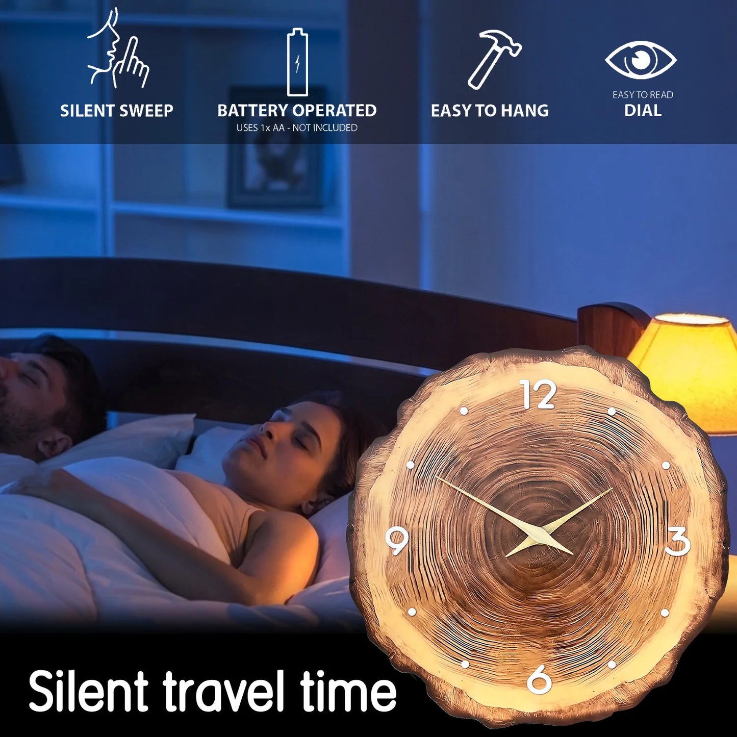 Bamboo Wood Grain Silent Quartz Circular Wall Timepiece
