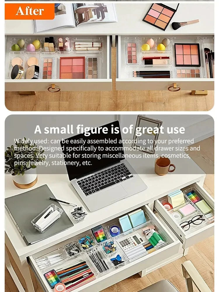 Clear Plastic Drawer Organizer Tray Set