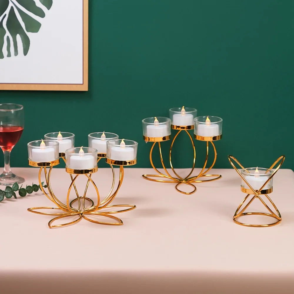 Gold Iron Romantic Candlelight Dinner Candle Holder