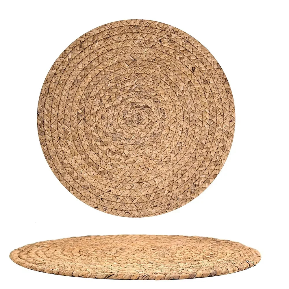 Boho Round Natural Water Hyacinth Woven Placemat