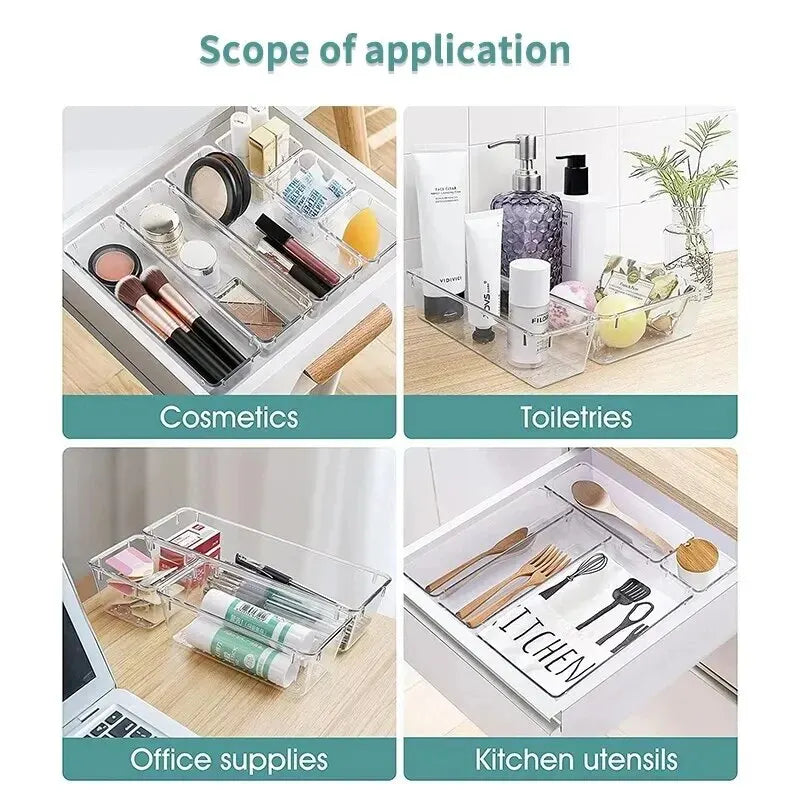 Clear Plastic Drawer Organizer Tray Set