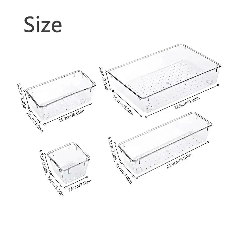 Clear Plastic Drawer Organizer Tray Set