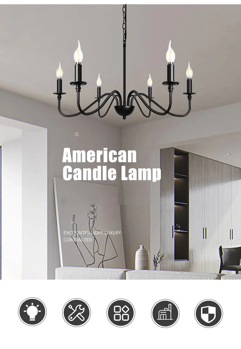 Retro Black Gold Loft Chandelier