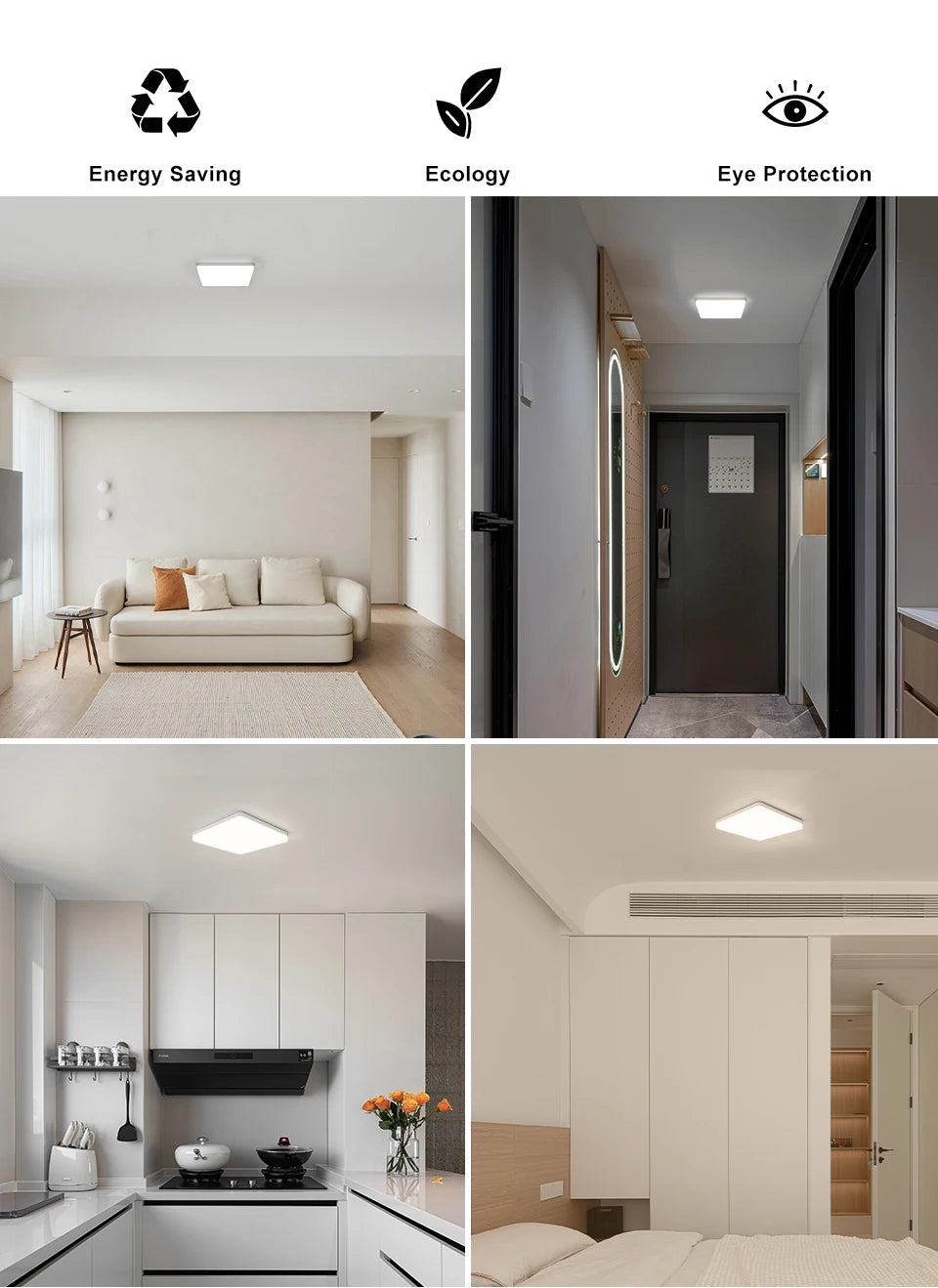 Modern Square Dimmable LED Ceiling Lamp
