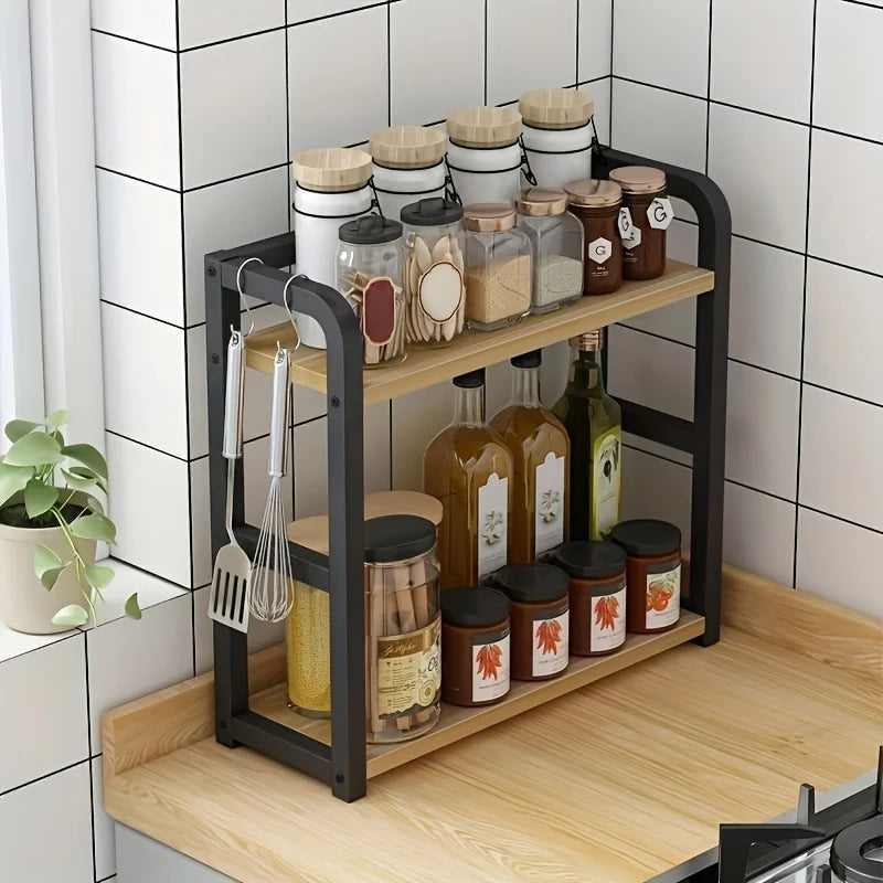 Metal Countertop Shelf — 2 Tier Organizer | Rustproof Kitchen Storage Rack