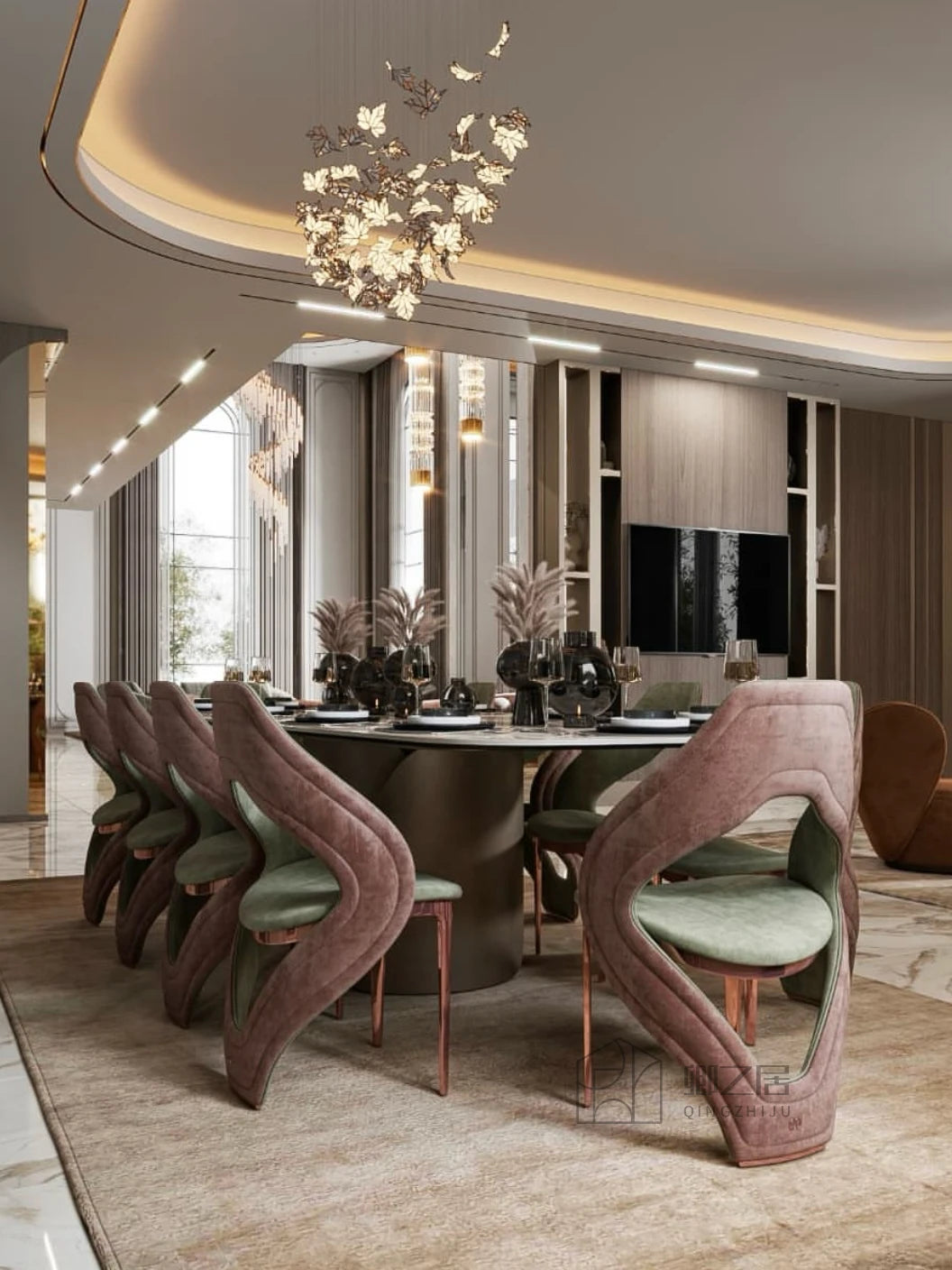Modern Stainless Steel Cushioned Luxury Dining Chair