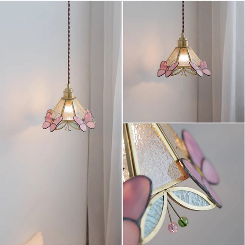 Retro Copper Tiffany Stained Glass Wall Lamp