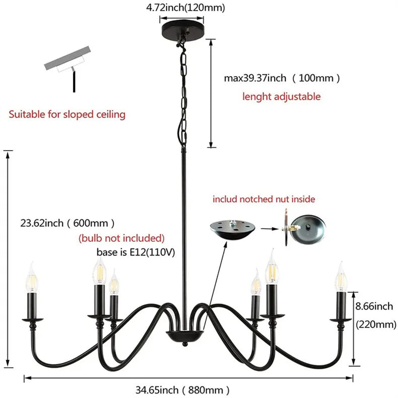 Retro Black Gold Loft Chandelier