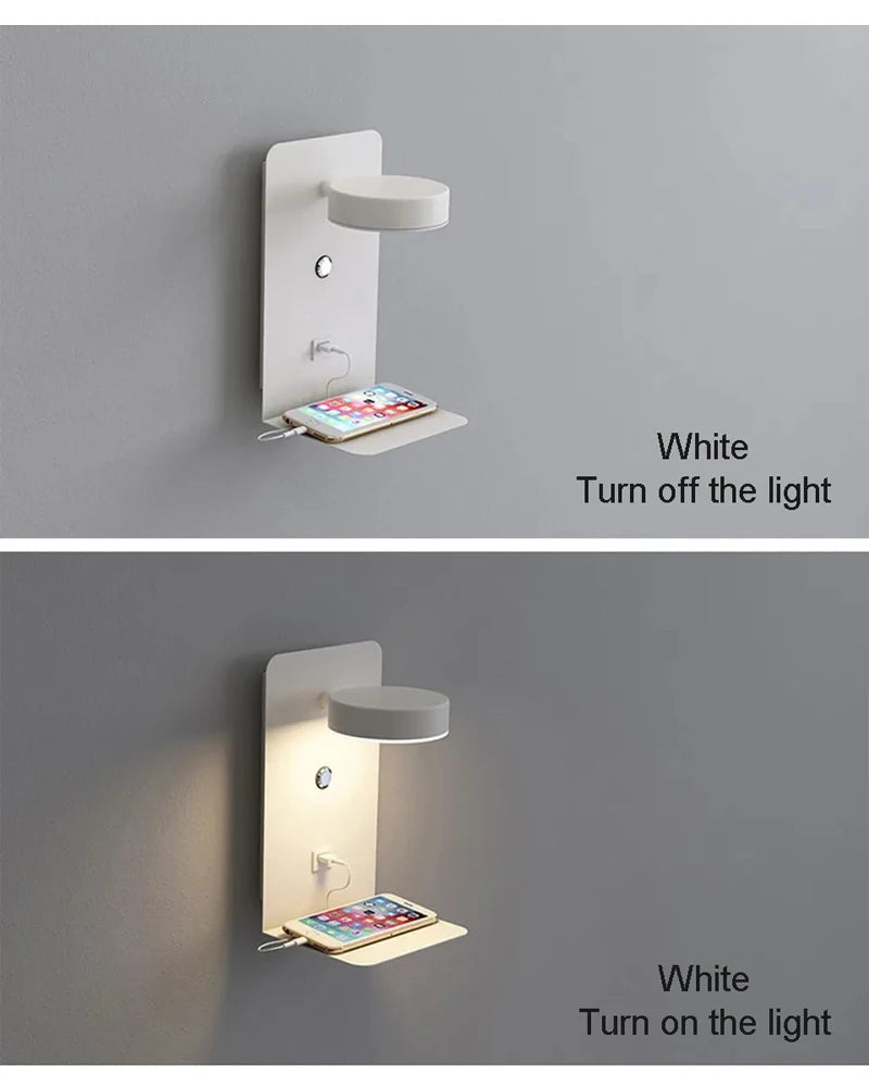 USB Charging Touch Switch Bedroom Wall Lamp