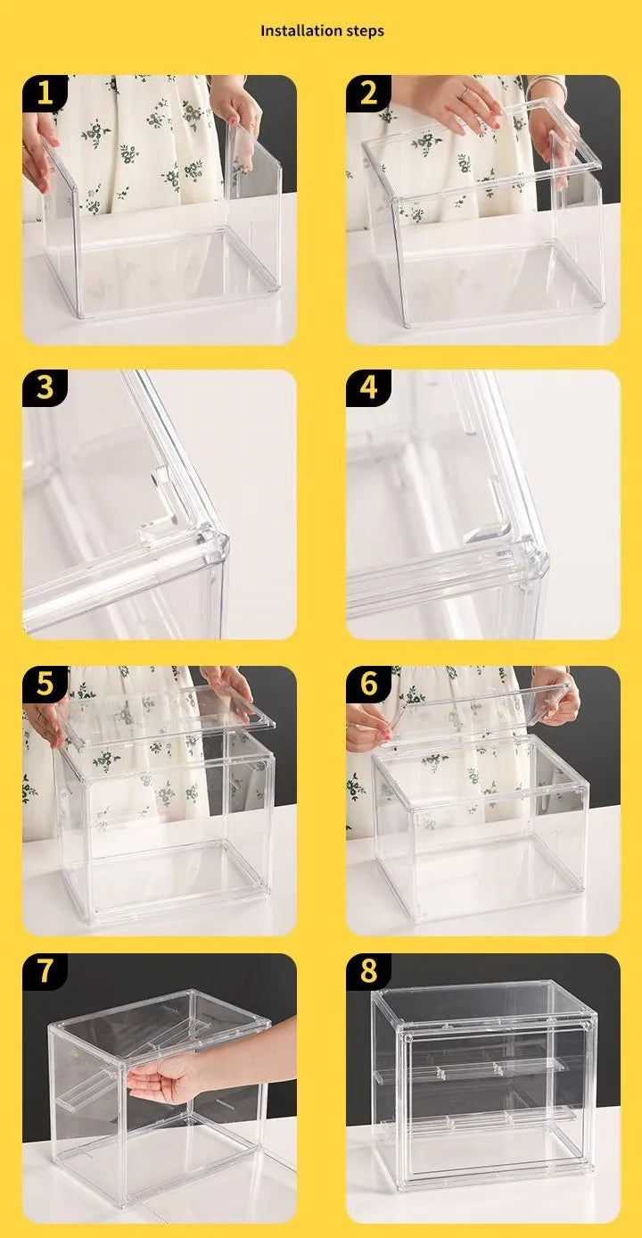 Stackable Magnetic Door Clear Plastic Display Storage Box