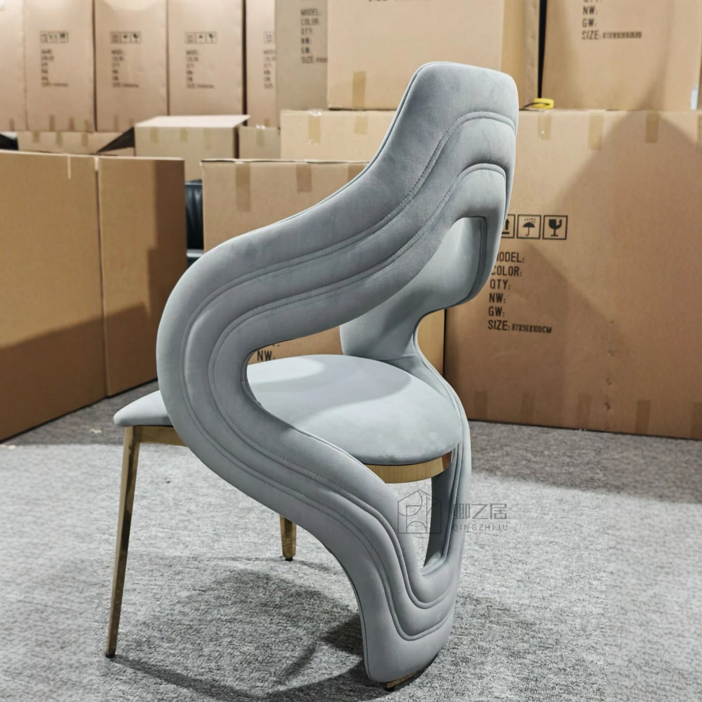Modern Stainless Steel Cushioned Luxury Dining Chair