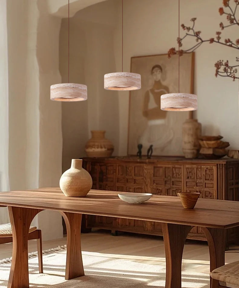 Travertine Natural Stone LED Pendant Light