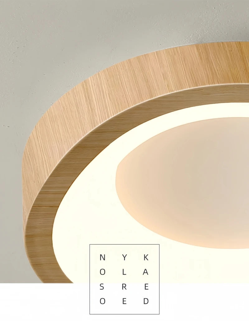 Nordic Minimalist Wood Grain Surface Mounted Ceiling Lamp