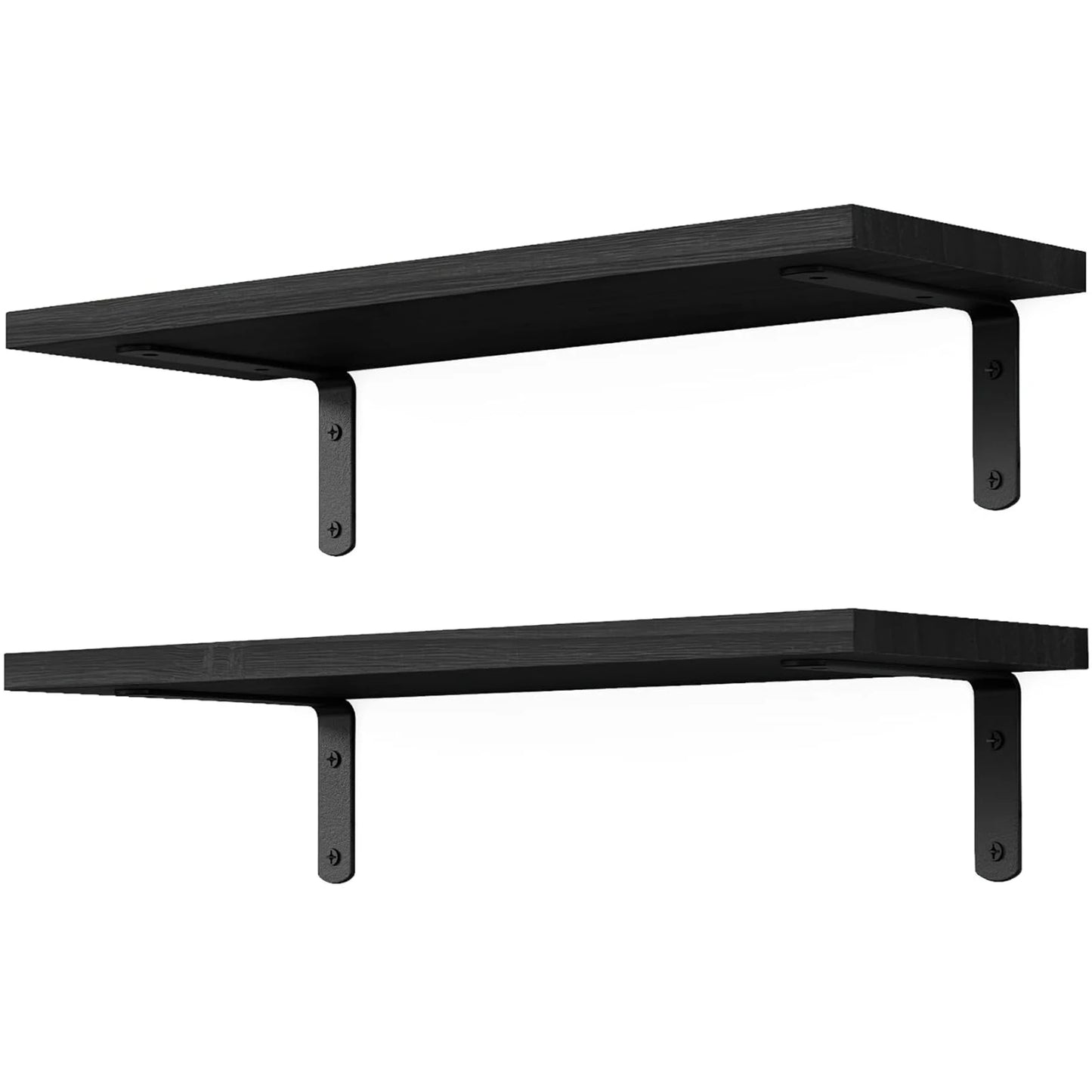 Rustic Wood Double Tier Floating Wall Shelf