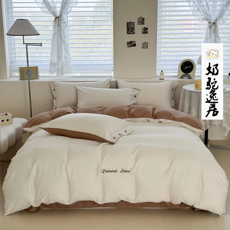 100% Cotton Two Tone Soft Skin Friendly Duvet Cover Set