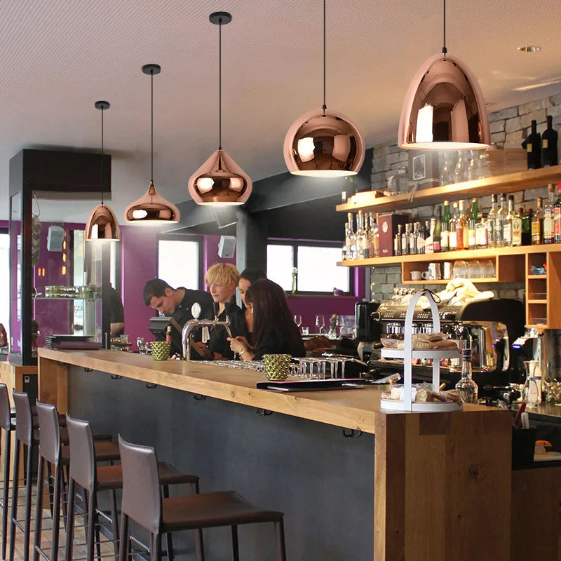 Nordic Rose Gold Metal Dining Pendant Lamp
