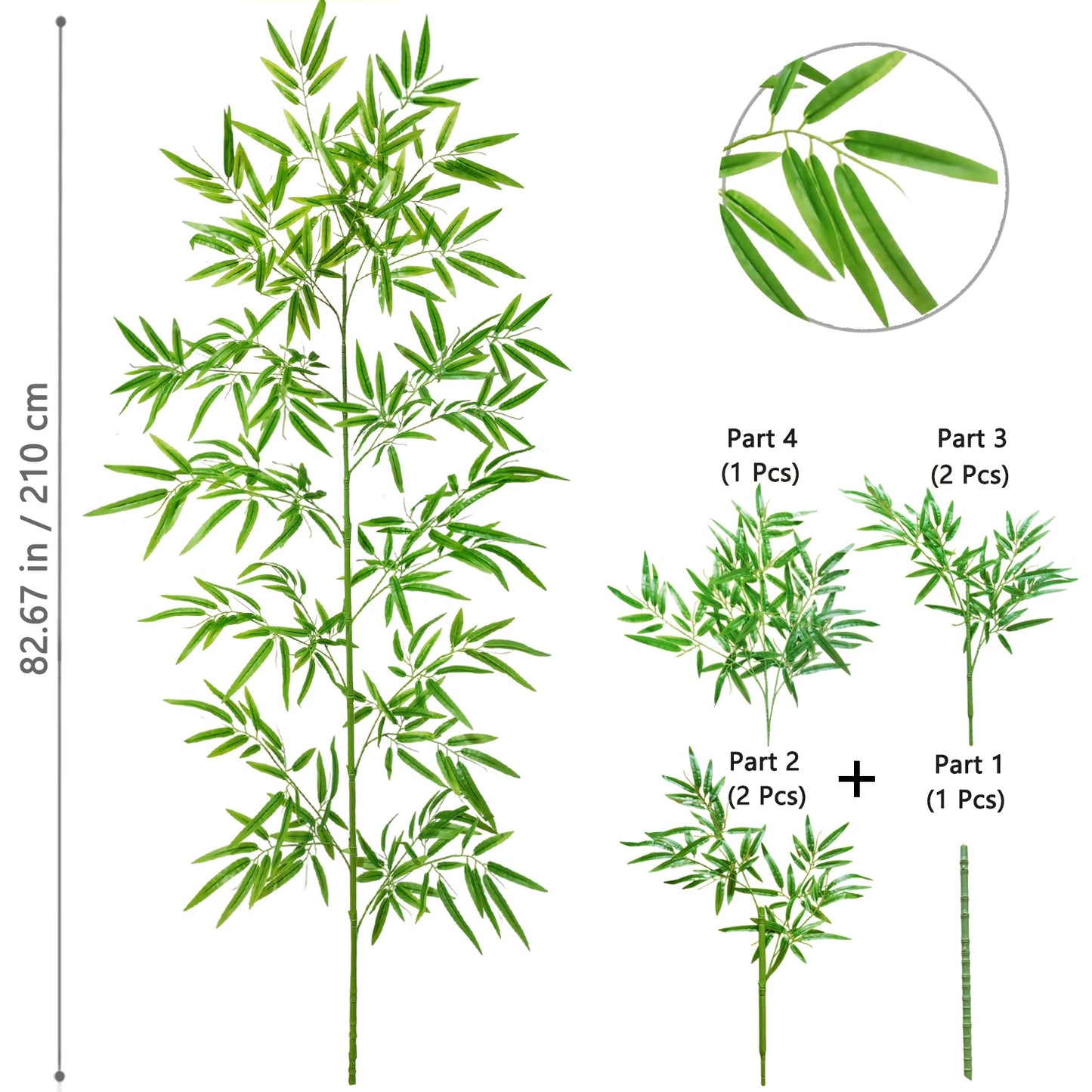 Green Silk Artificial Bamboo Branch Plant