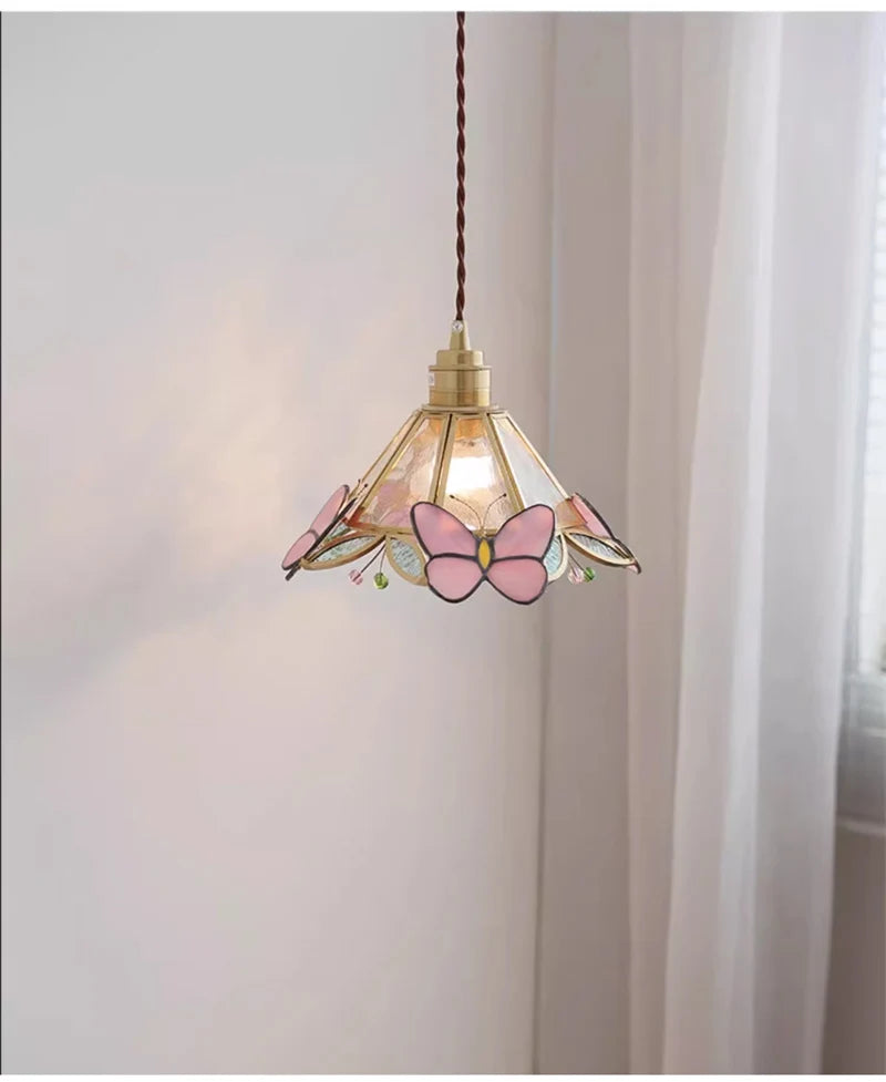 Retro Copper Tiffany Stained Glass Wall Lamp