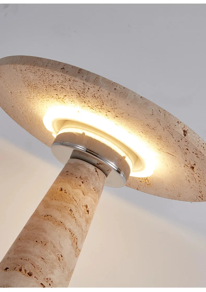 Travertine Natural Stone Mushroom Table Lamp
