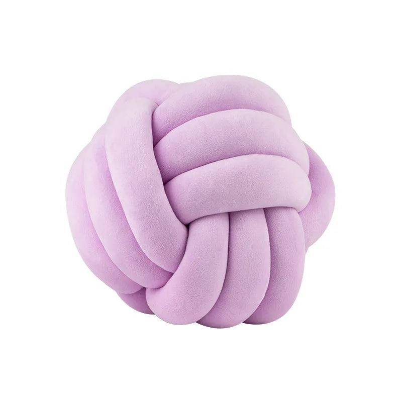 Handmade Velvet Knot Ball Round Decorative Throw Pillow