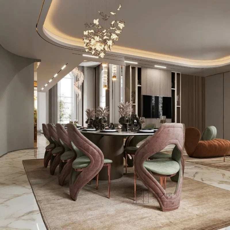 Modern Stainless Steel Cushioned Luxury Dining Chair
