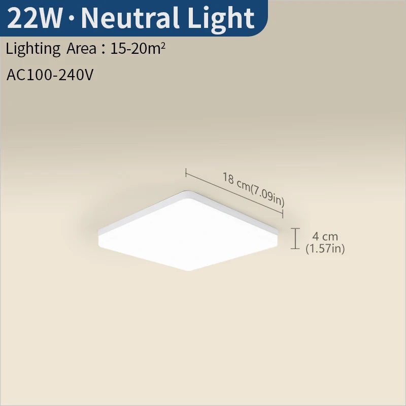 Modern Square Dimmable LED Ceiling Lamp
