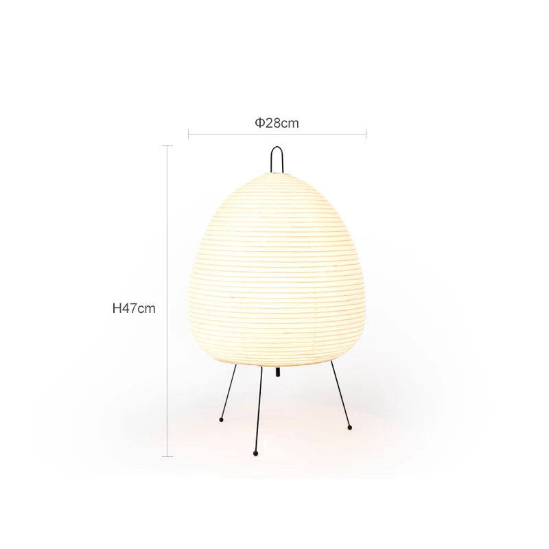 Handmade Rice Paper Iron Tripod Table Lamp