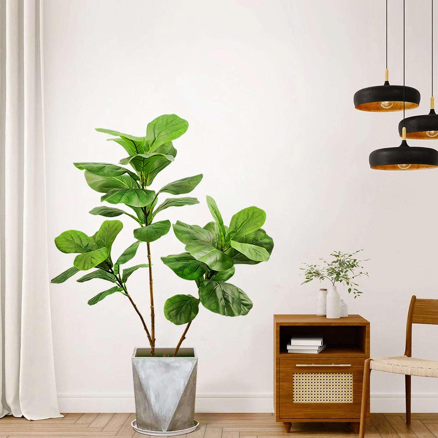 Realistic Silk Artificial Fiddle Leaf Fig Indoor Plant