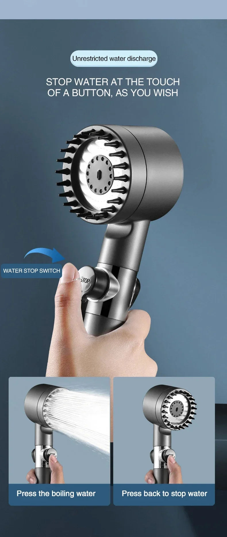3 Mode Adjustable Filtered Massage Shower Head
