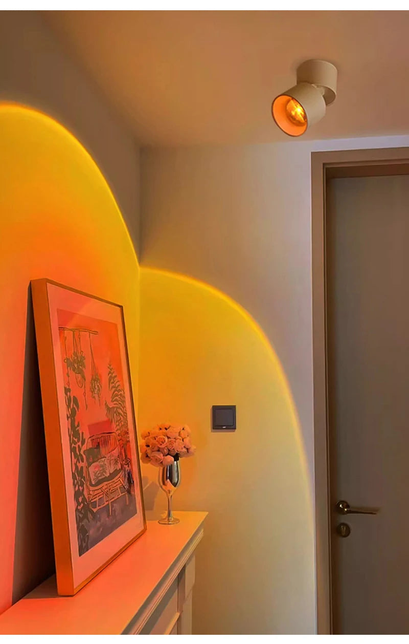 LED Sunset Lamp - Adjustable Angle Ceiling Spotlight | Modern Surface Mounted Light