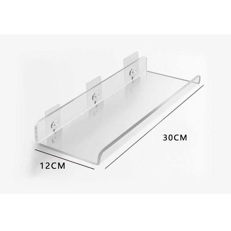 Invisible Floating Shelves - Acrylic Wall Mounted Single Level Shelf | Eco Friendly Design