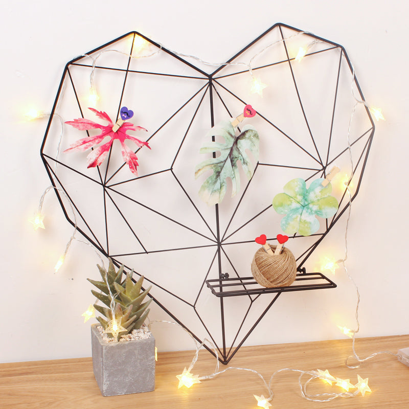 Heart Wire Photo Display - Metal Picture Frame | Decorative Wall Organizer 20in